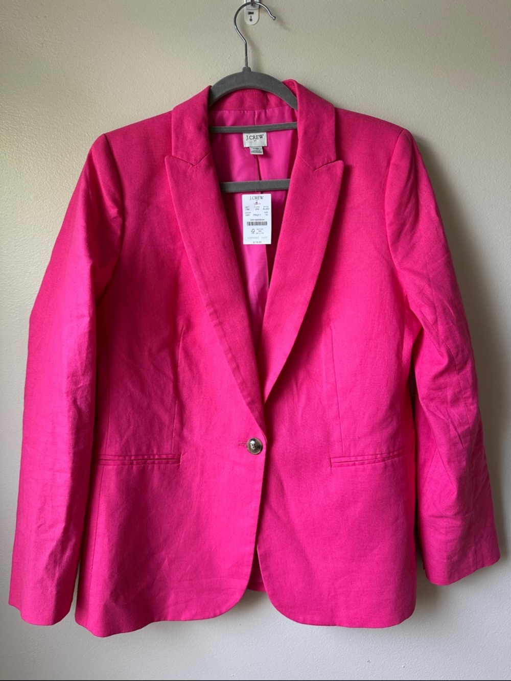 J. Crew Vibrant Pink Single-Button Blazer - SZ 10 - Picture 5 of 9